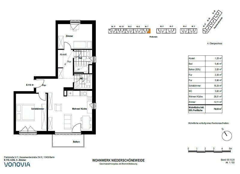 Wohnung zur Miete 1.594 € 3 Zimmer 78,1 m²<br/>Wohnfläche 1.<br/>Geschoss 20.01.2025<br/>Verfügbarkeit Fließstraße 7 Niederschöneweide Berlin 12439