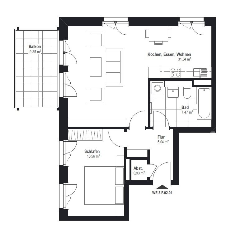 Wohnung zur Miete 850 € 2 Zimmer 63,7 m²<br/>Wohnfläche 2.<br/>Geschoss Beckerstraße 3 Neulindenau Leipzig 04179