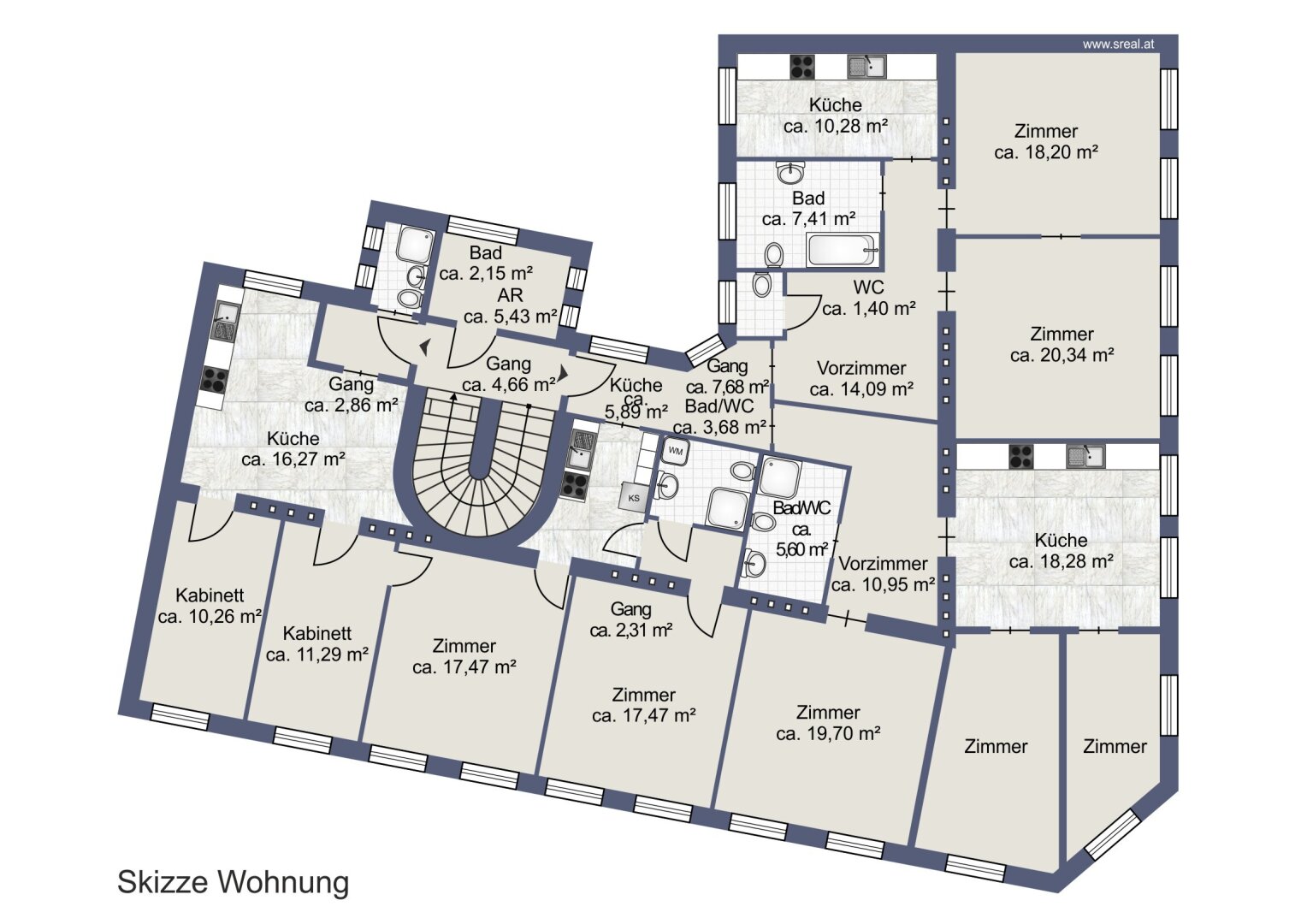 Wohnung zur Miete 990 € 4 Zimmer 79 m²<br/>Wohnfläche Wien 1100