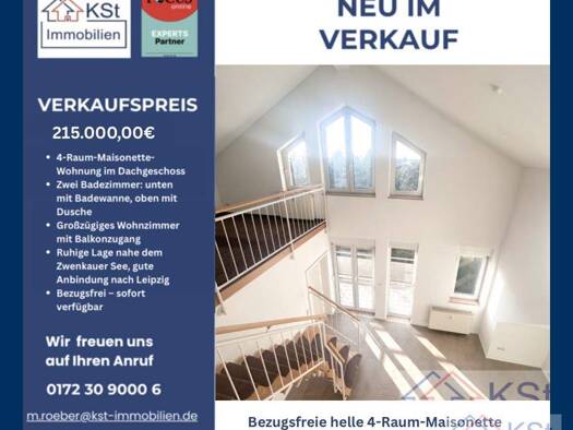 Maisonette zum Kauf 215.000 € 4 Zimmer 82 m² Zwenkau 04442