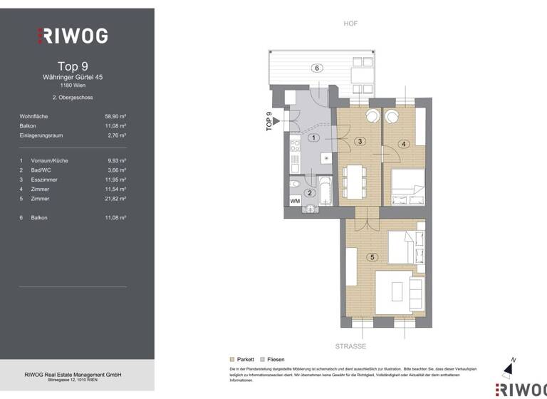 Wohnung zum Kauf 355.000 € 2 Zimmer 58,9 m² 2. Geschoss Währinger Gürtel 45 Wien 1180