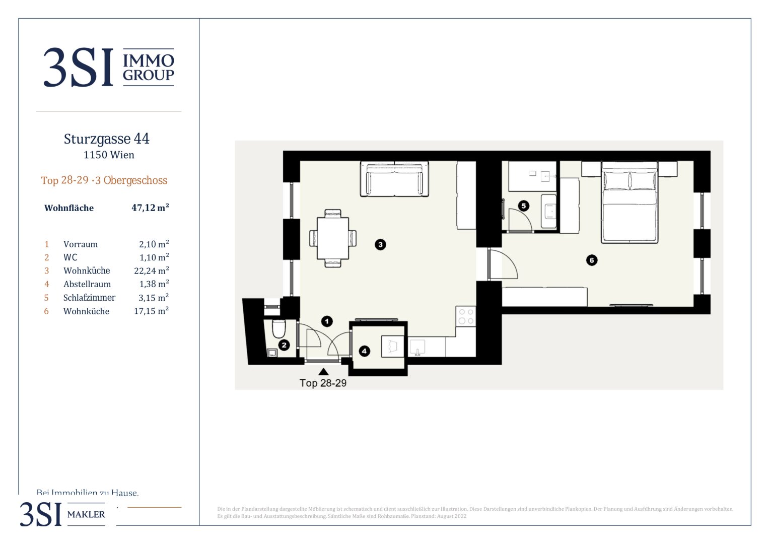 Wohnung zum Kauf 289.000 € 2 Zimmer 46,8 m²<br/>Wohnfläche 3.<br/>Geschoss Sturzgasse 44 Wien 1150