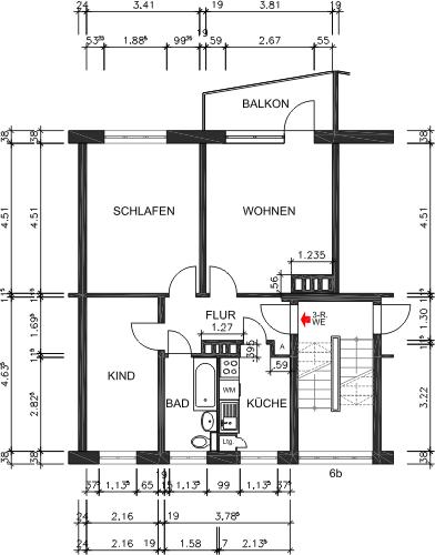 Wohnung zur Miete 335 € 3 Zimmer 59,5 m²<br/>Wohnfläche 3.<br/>Geschoss Scharfensteiner Str. 21 Altchemnitz 412 Chemnitz 09120