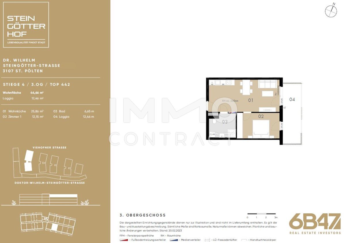 Wohnung zum Kauf provisionsfrei 164.100 € 2 Zimmer 44,7 m²<br/>Wohnfläche 3.<br/>Geschoss St. Pölten St.Pölten 3100