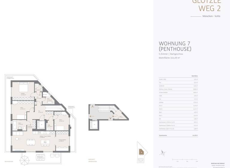 Penthouse zum Kauf - Erstbezug provisionsfrei 1.880.000 € 5 Zimmer 144,5 m² 2. Geschoss Thalk.Obersendl.-Forsten-Fürstenr.-Solln München 81477