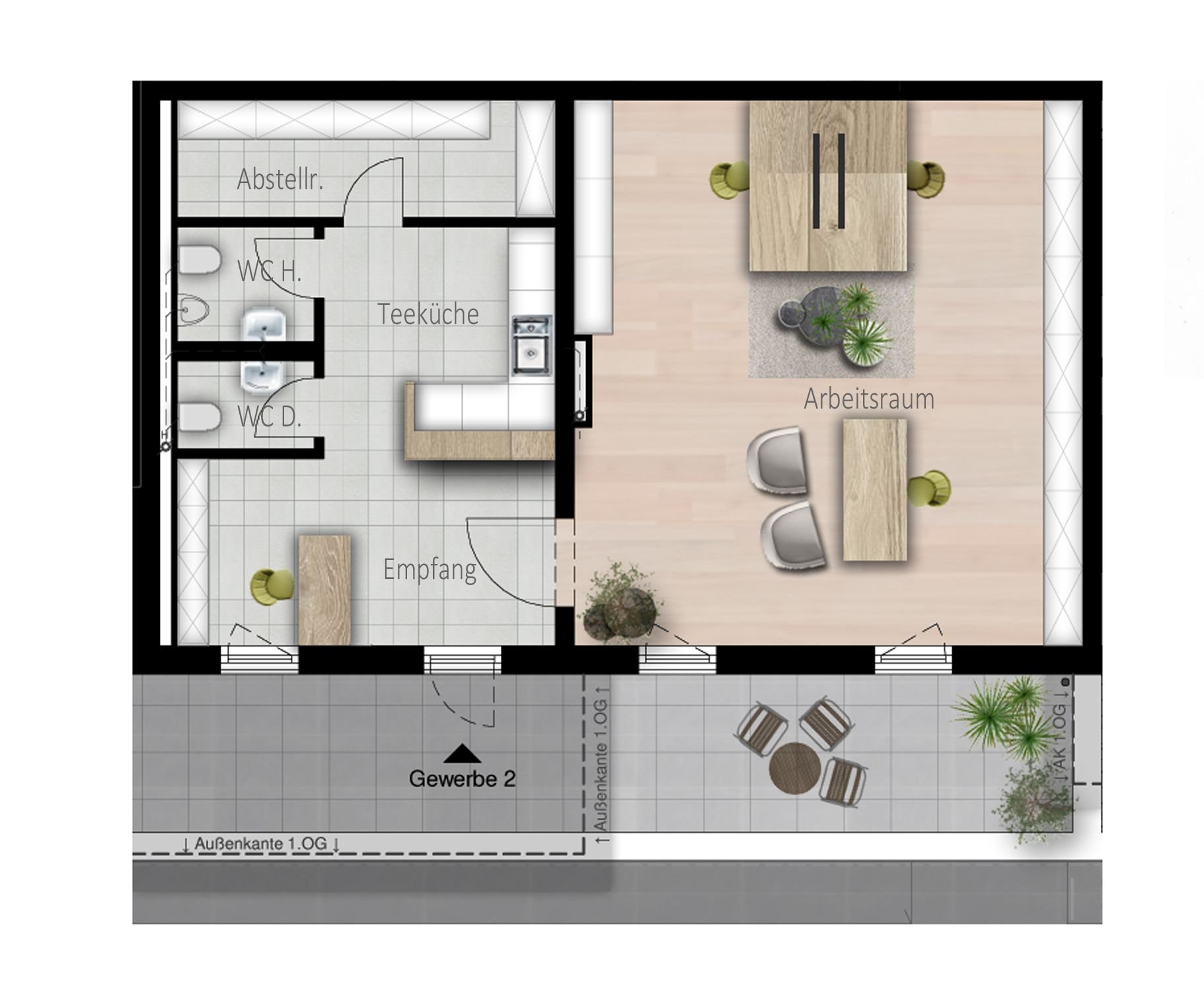 Bürofläche zur Miete provisionsfrei 975 € 1 Zimmer 78 m²<br/>Bürofläche Hauptstr. 87 Urloffen Appenweier 77767