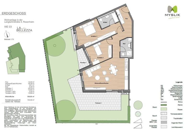 Wohnung zum Kauf provisionsfrei 924.000 € 3 Zimmer 109,1 m² West Rosenheim 83022