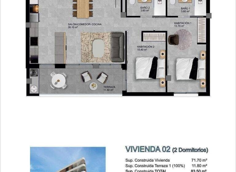 Wohnung zum Kauf provisionsfrei 262.650 € 3 Zimmer 71 m² Carrer Santa Isabel Santa Pola 03130 