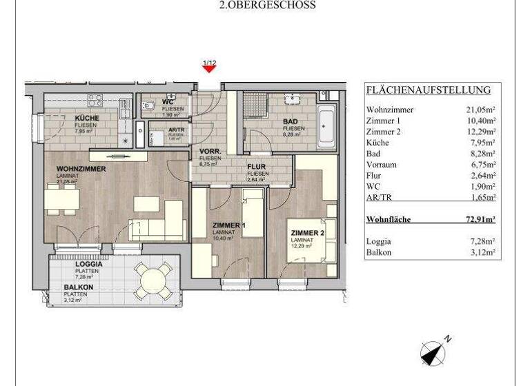 Wohnung zum Kauf - Erstbezug provisionsfrei 329.900 € 3 Zimmer 72,9 m² Kottingbrunn 2542