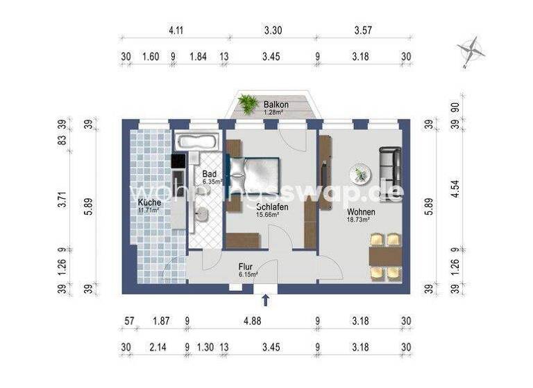 Wohnung zur Miete Tauschwohnung 650 € 2 Zimmer 60 m² 3. Geschoss Mariendorf Berlin-12105 12105