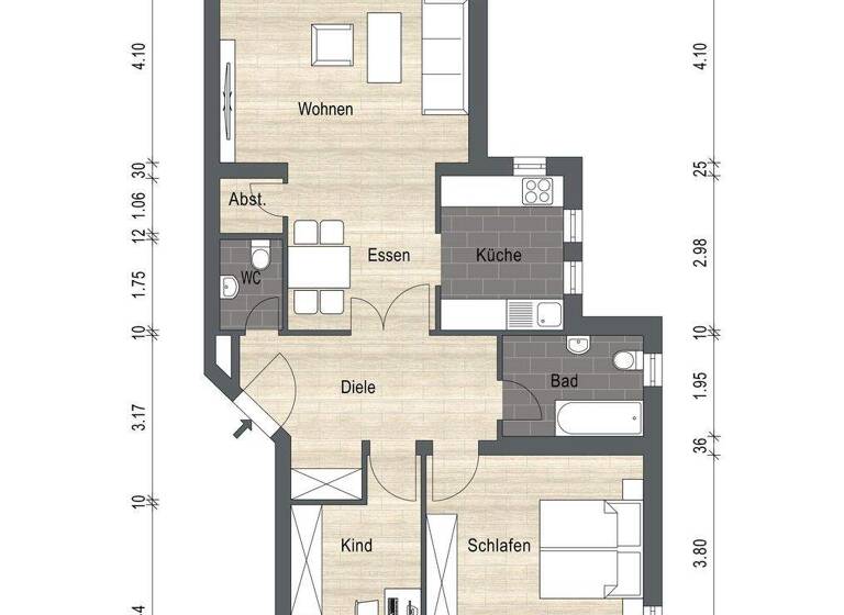 Wohnung zum Kauf 169.500 € 3 Zimmer 83 m² 1. Geschoss frei ab sofort Fritz-Koch-Straße 5a Eisenach Eisenach , Thür 99817