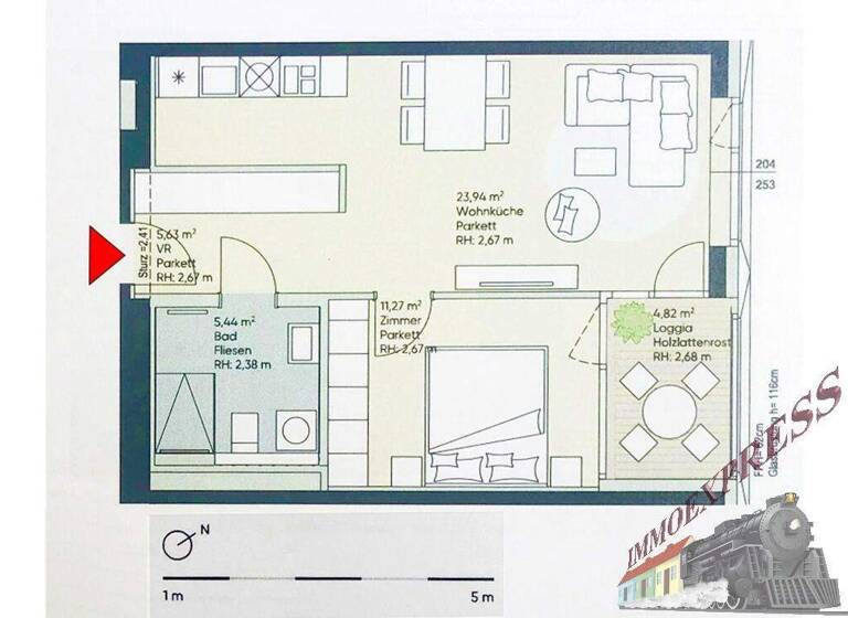 Wohnung zur Miete 1.213 € 2 Zimmer 46,3 m² 9. Geschoss Wien,Donaustadt 1220