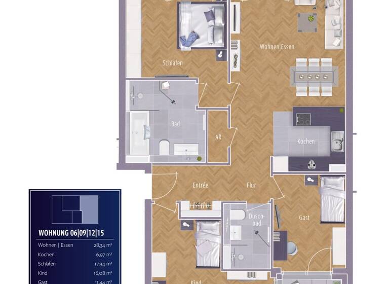 Wohnung zum Kauf - Erstbezug provisionsfrei 969.380 € 4 Zimmer 112 m² 1. Geschoss Stadtmitte Düsseldorf / Oberkassel 40545