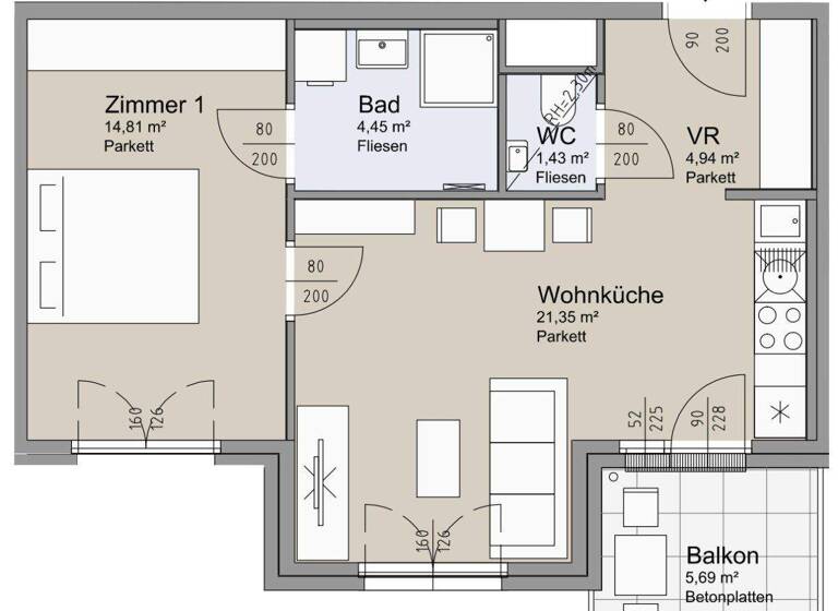 Wohnung zum Kauf - Erstbezug 348.000 € 2 Zimmer 46,9 m² 3. Geschoss Leystraße Wien 1200