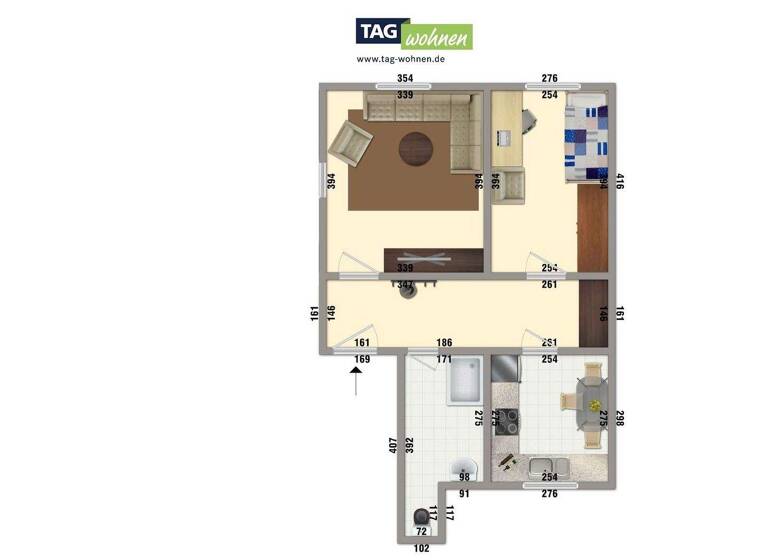 Wohnung zur Miete 287 € 2 Zimmer 52,8 m² 2. Geschoss frei ab 15.04.2026 Straße der ODF 46 Nordhausen 99734