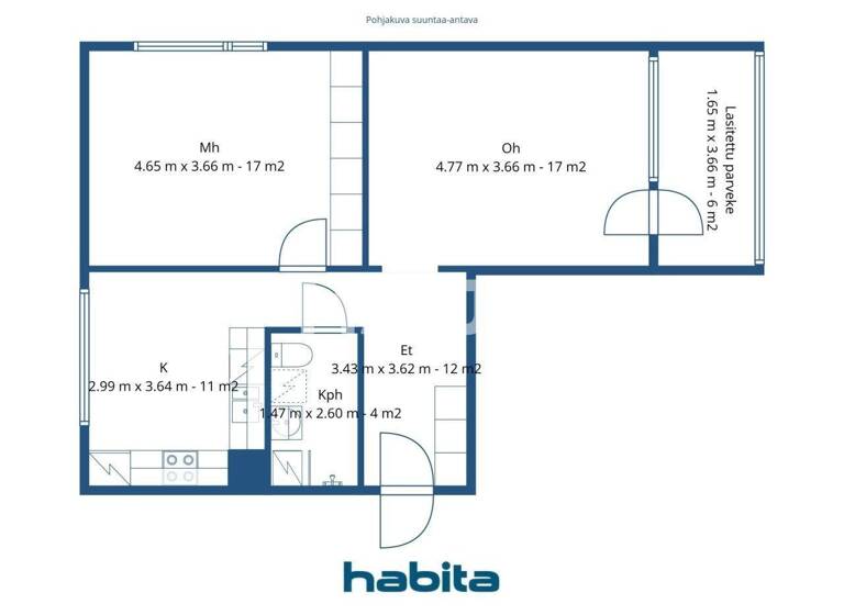 Studio zum Kauf 172.000 € 2 Zimmer 59,5 m² 6. Geschoss Tiirismaantie 4 Helsinki 00710