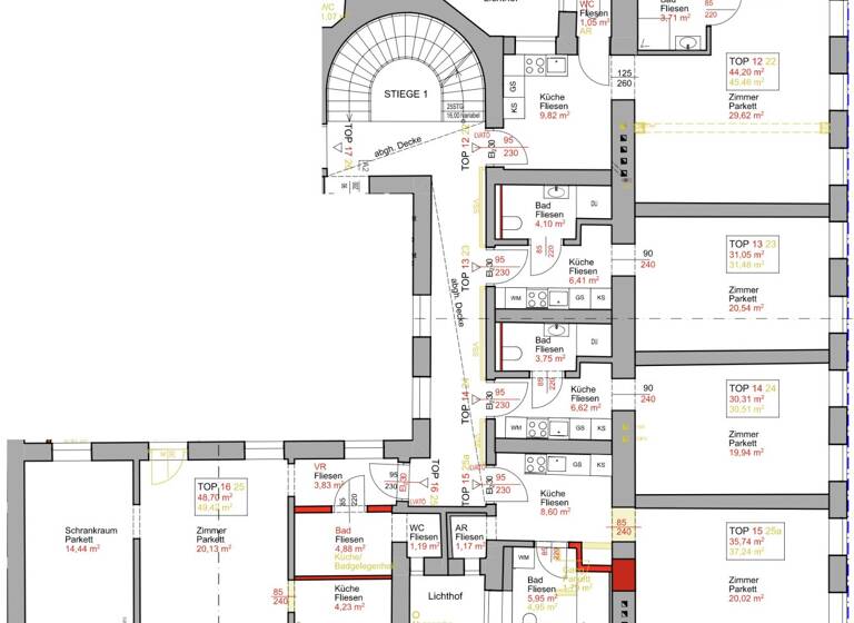 Praxis zum Kauf - Erstbezug 11.850 € 6 Zimmer 200 m² Bürofläche Fuhrmannsgasse Wien 1080