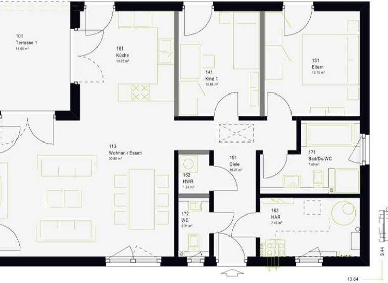 Bungalow zum Kauf - Erstbezug provisionsfrei 392.519 € 4 Zimmer 136 m² 599 m² Grundstück Langwald Pösing 93483
