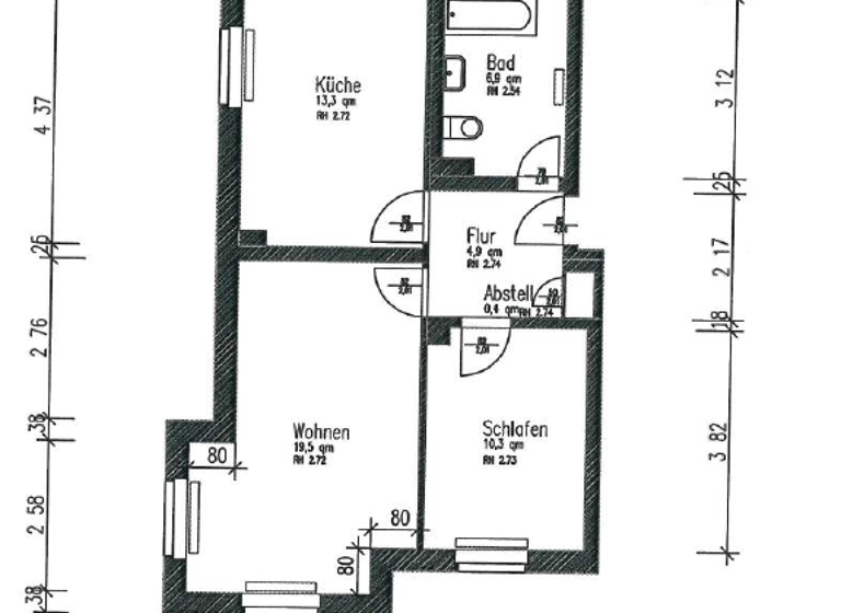 Wohnung zur Miete 370 € 2 Zimmer 61,7 m² 2. Geschoss Berliner Str. 66 Innenstadt Gera 07545
