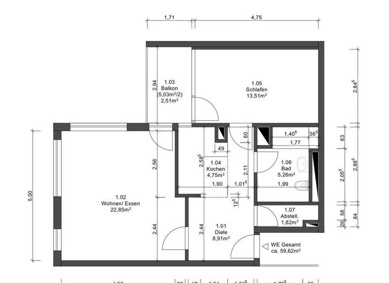 Wohnung zum Kauf provisionsfrei 539.000 € 2 Zimmer 60 m² 2. Geschoss Boschetsrieder Str. 63 Thalk.Obersendl.-Forsten-Fürstenr.-Solln München 81379