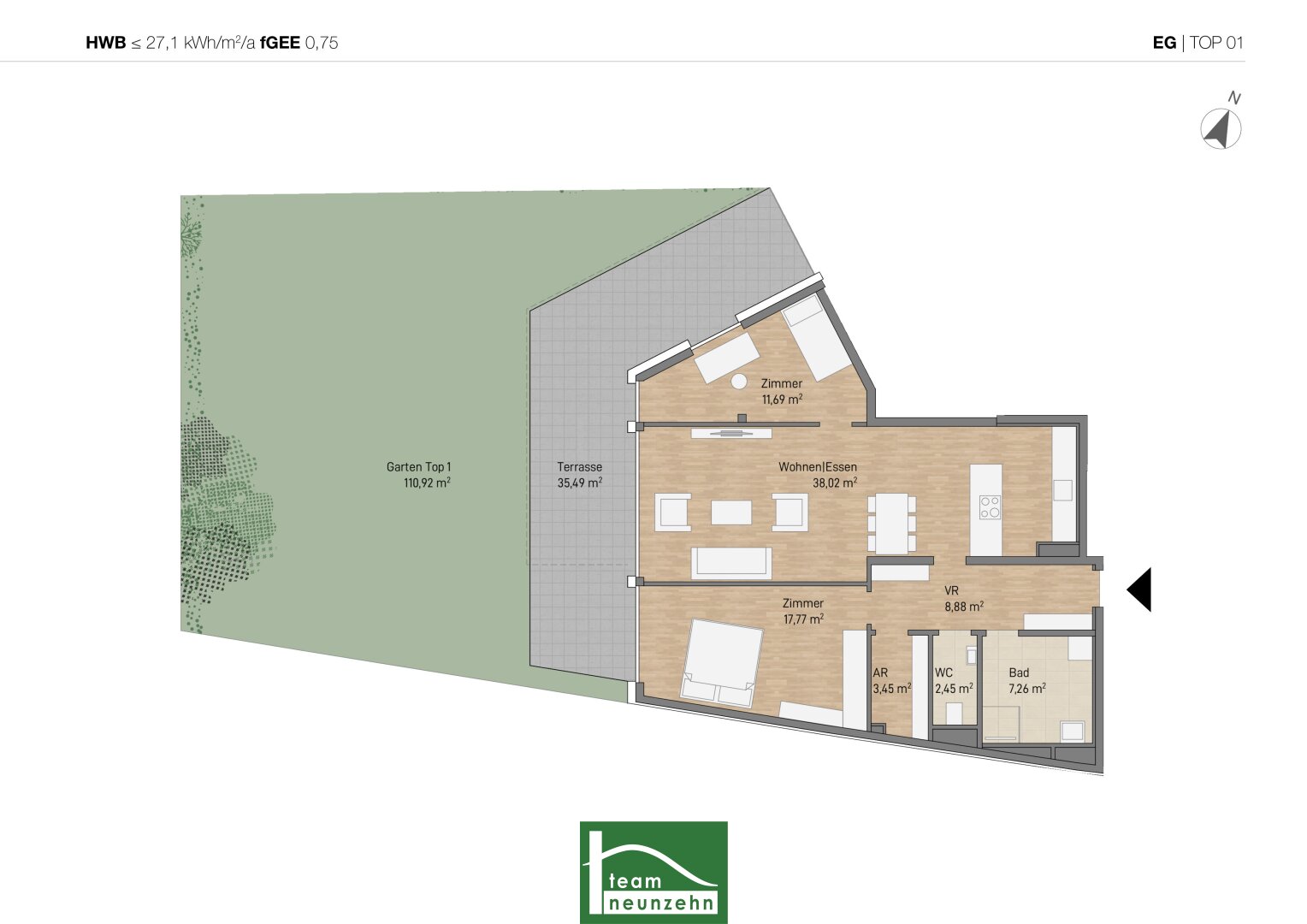 Wohnung zum Kauf 556.331 € 3 Zimmer 89,9 m²<br/>Wohnfläche EG<br/>Geschoss Neubaugasse 53 Lend Graz 8020