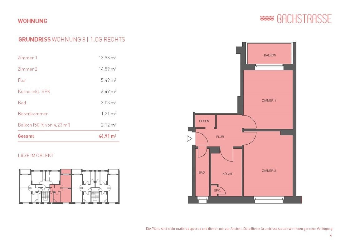 Wohnung zum Kauf provisionsfrei als Kapitalanlage geeignet 255.000 € 2 Zimmer 46,9 m²<br/>Wohnfläche Bachstraße 25 Barmbek - Süd Hamburg 22083