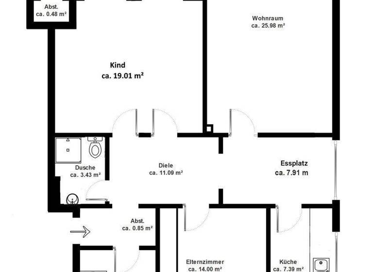 Wohnung zum Kauf 349.000 € 3 Zimmer 98 m² 2. Geschoss Rahlstedt Hamburg 22149