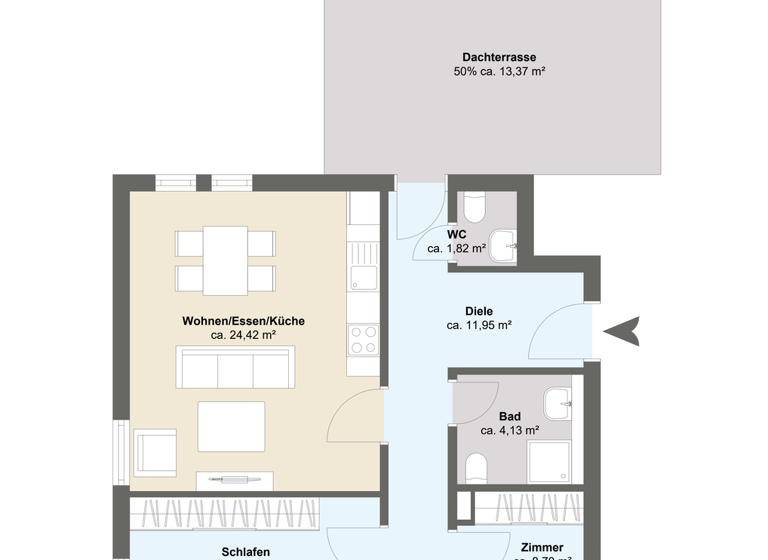 Penthouse zum Kauf - Erstbezug 439.000 € 3 Zimmer 81,1 m² 2. Geschoss Fechenheim Frankfurt am Main 60386