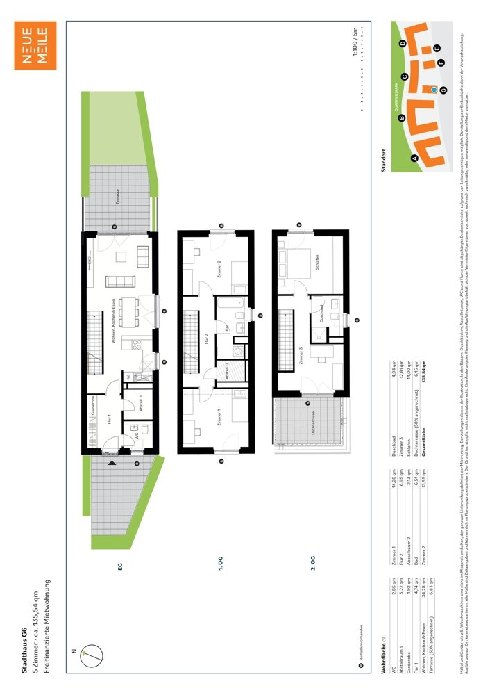 Maisonette zur Miete 1.885 € 4 Zimmer 135,5 m²<br/>Wohnfläche ab sofort<br/>Verfügbarkeit St. Lorenz - Süd Lübeck 23558