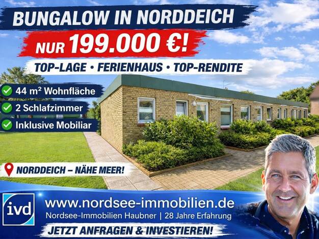 Bungalow zum Kauf 199.000 € 3 Zimmer 44 m² 863 m² Grundstück Westermarsch I Nordseeheilbad Norddeich 26506