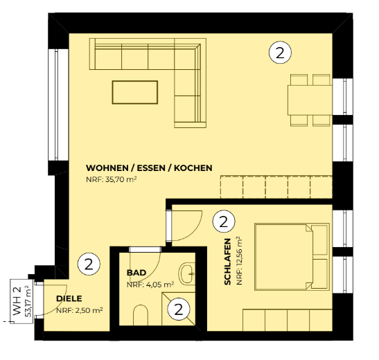 Wohnung zur Miete als Kapitalanlage geeignet 1.040 € 2 Zimmer 53,2 m²<br/>Wohnfläche Igel Igel 54298