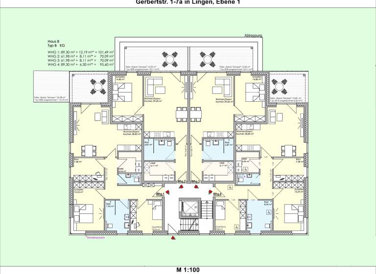 Wohnung zum Kauf provisionsfrei 264.851 € 3 Zimmer 70,1 m²<br/>Wohnfläche EG<br/>Geschoss ab sofort<br/>Verfügbarkeit Gerbertstraße 1-7 Lingen Lingen (Ems) 49809
