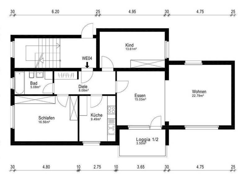 Wohnung zur Miete 1.130 € 3,5 Zimmer 94,1 m² 1. Geschoss Zeisigstraße 15 Stadtwald Essen 45133