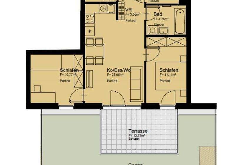 Wohnung zur Miete 1.126 € 3 Zimmer EG frei ab sofort Am langen Felde Wien 1220