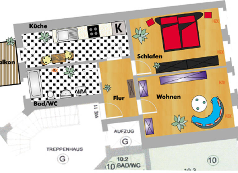 Wohnung zum Kauf 171.248 € 2 Zimmer 58,1 m²<br/>Wohnfläche 1.<br/>Geschoss Michael-Kazmierczak-Straße 26 Gohlis-Mitte Leipzig 04157