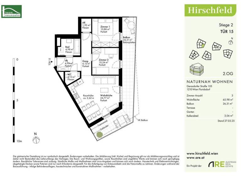 Wohnung zum Kauf - Erstbezug provisionsfrei 415.000 € 3 Zimmer 66 m² 2. Geschoss Gerasdorfer Straße 105 Wien 1210
