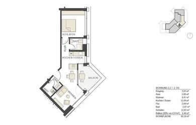 Wohnung zur Miete 690 € 1,5 Zimmer 50 m² frei ab 01.10.2025 Murg Murg 79730