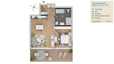 Wohnung zur Miete 742 € 2 Zimmer 64 m² EG Friedrichshafener Str. 147 Langenargen Langenargen 88085