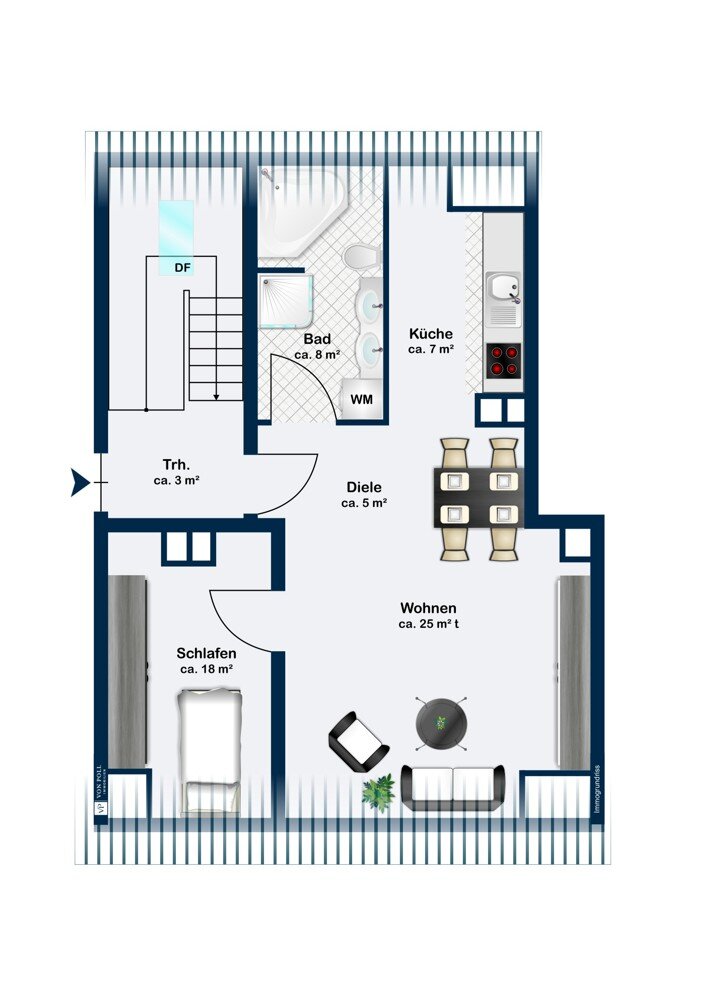 Wohnung zum Kauf 169.000 € 2 Zimmer 51,7 m²<br/>Wohnfläche Stadt Ansbach 91522