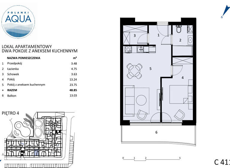 Wohnung zum Kauf 262.000 € 2 Zimmer 48,9 m² 4. Geschoss Kolobrzeg 78-101