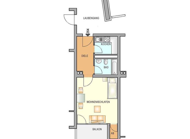 Studio zur Miete 261 € 1 Zimmer 34 m² 3. Geschoss frei ab 01.05.2026 Hasenberger Weg 67 Lennep Remscheid 42897