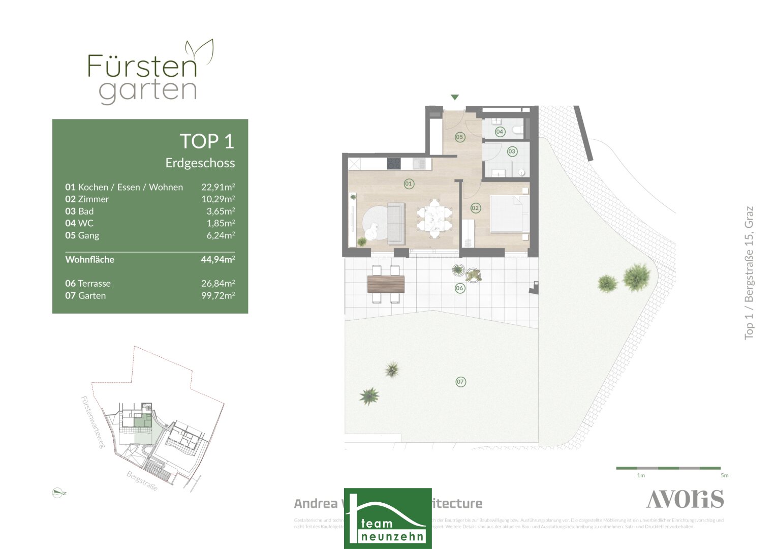 Wohnung zum Kauf provisionsfrei 359.001 € 2 Zimmer 45 m²<br/>Wohnfläche EG<br/>Geschoss Bergstraße 15 Eggenberg Graz 8020