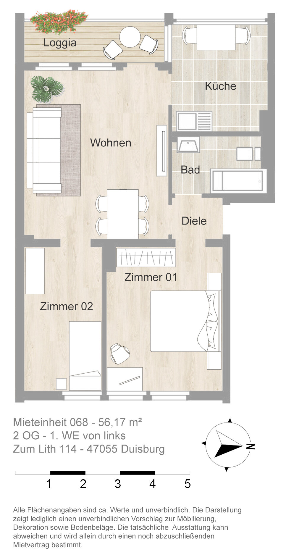 Wohnung zur Miete 535 € 3 Zimmer 56,2 m²<br/>Wohnfläche 2.<br/>Geschoss 01.02.2025<br/>Verfügbarkeit Zum Lith 114 Wanheimerort Duisburg 47055