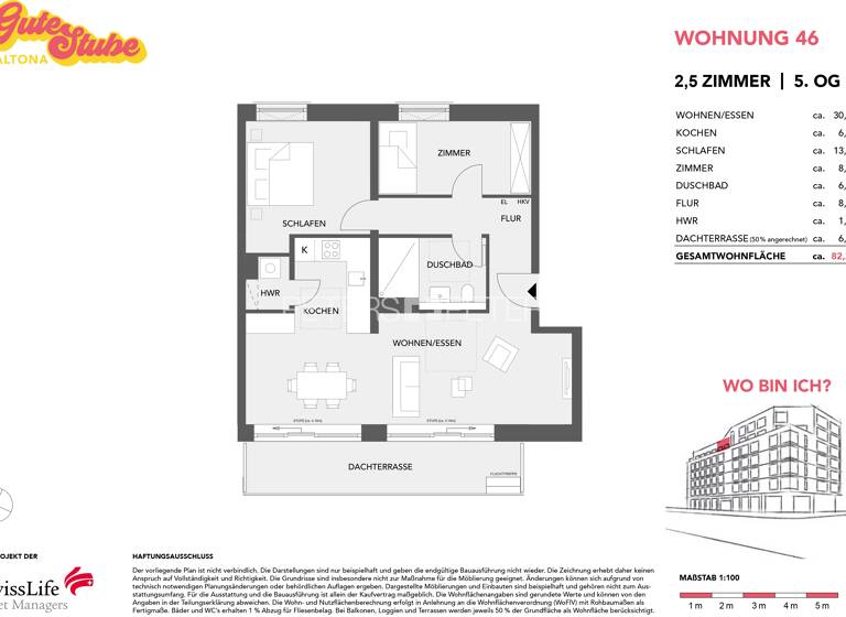 Wohnung zum Kauf provisionsfrei 799.900 € 2,5 Zimmer 82,2 m²<br/>Wohnfläche 5.<br/>Geschoss Altona-Altstadt Hamburg 22767