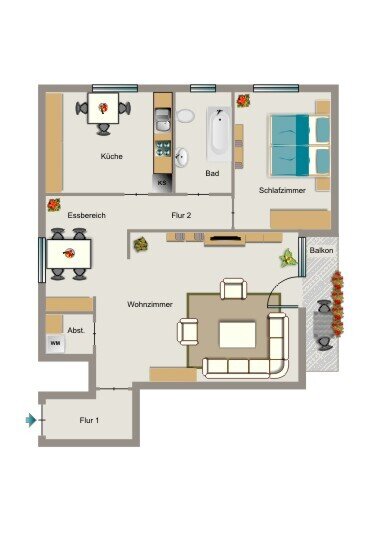 Wohnung zur Miete nur mit Wohnberechtigungsschein 382 € 2,5 Zimmer 64,5 m²<br/>Wohnfläche 2.<br/>Geschoss Kronenstraße 27 Bismarck Gelsenkirchen 45889