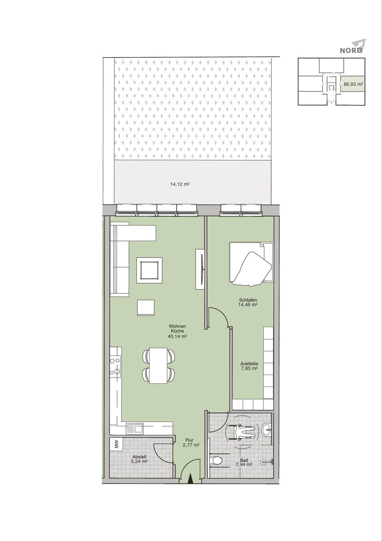 Terrassenwohnung zum Kauf provisionsfrei 356.900 € 2 Zimmer 87 m²<br/>Wohnfläche EG<br/>Geschoss ab sofort<br/>Verfügbarkeit Seckenhausen Stuhr 28816