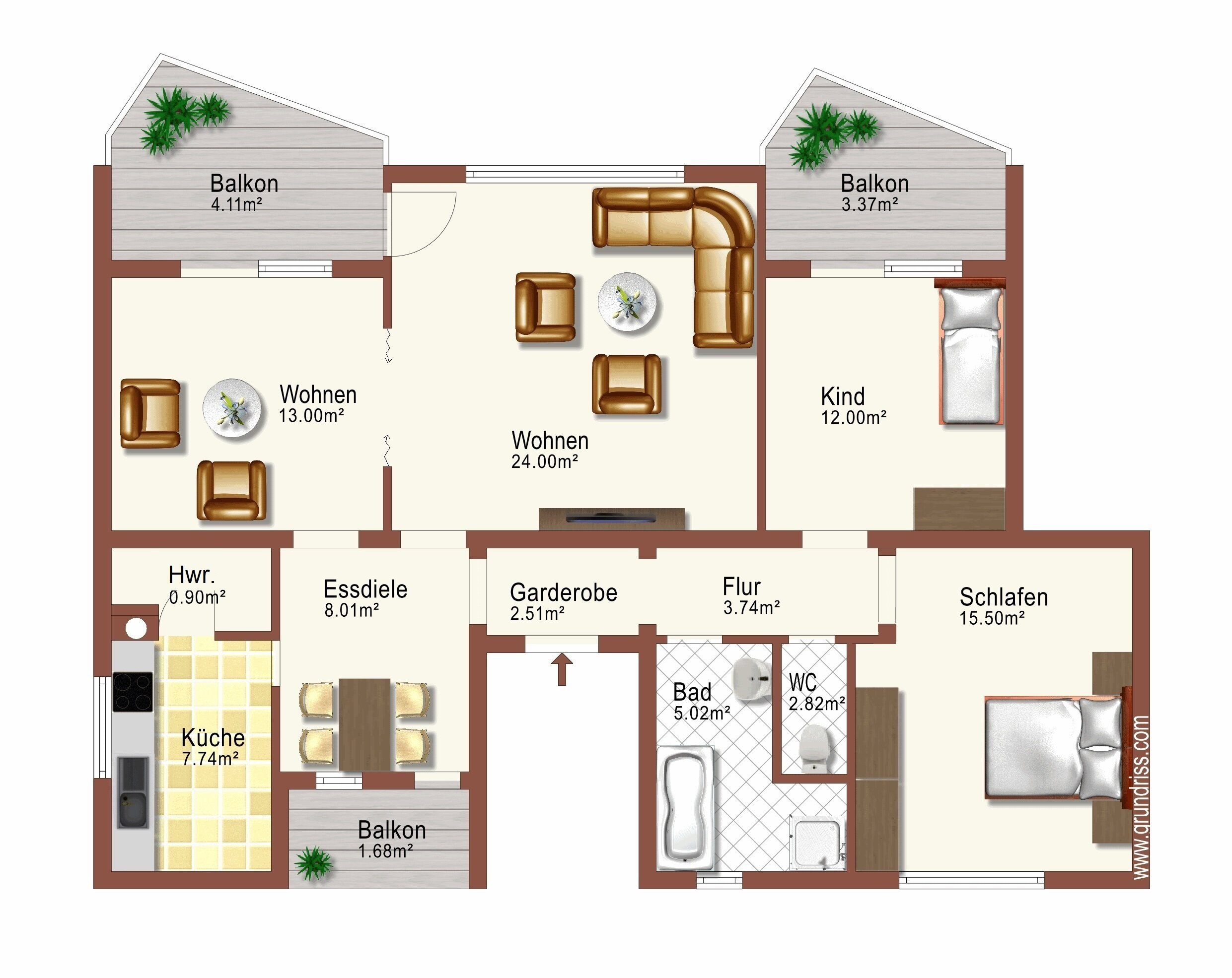 Wohnung zum Kauf 267.000 € 4,5 Zimmer 102 m²<br/>Wohnfläche 2.<br/>Geschoss Ettlingen - Kernstadt 2 Ettlingen 76275