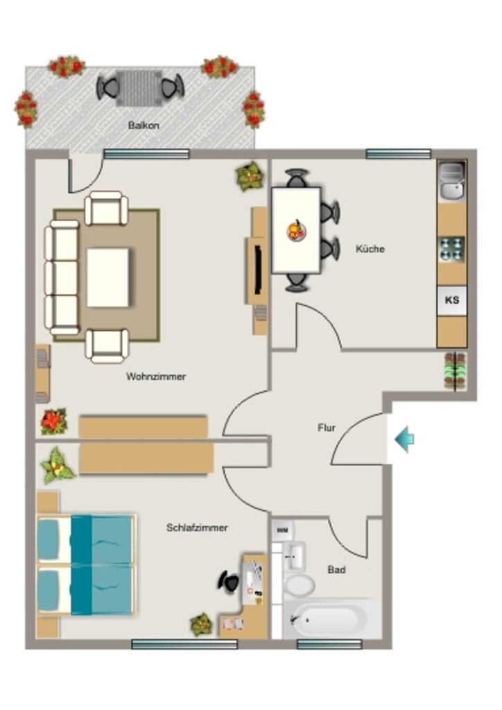 Wohnung zur Miete 434 € 2,5 Zimmer 49,1 m²<br/>Wohnfläche 1.<br/>Geschoss Am Dyck 59 Wehofen Duisburg 47179