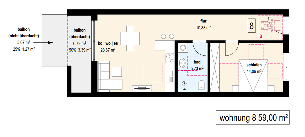 Wohnung zum Kauf provisionsfrei 281.500 € 2,5 Zimmer 59 m²<br/>Wohnfläche 2.<br/>Geschoss Raiffeisenstraße 6 Äpfingen Maselheim 88437