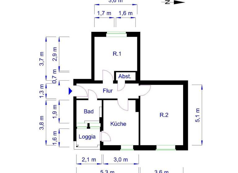 Wohnung zur Miete 520 € 2 Zimmer 54,7 m² 2. Geschoss frei ab 01.05.2026 Harbker Str. 15 Stadtfeld West Magdeburg 39110
